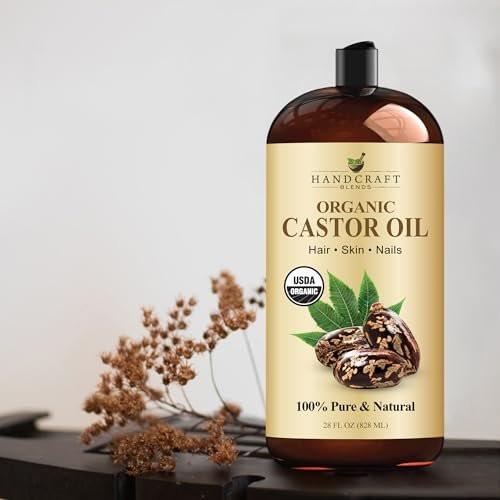 Handcraft Blends Organic Castor Oil 28 Fl Oz | 100% Pure and Natural | Premium Grade Carrier Oil | Hair, Eyelashes and Eyebrows | Hair and Body | Expeller-Pressed | Hexane-Free - görsel 5