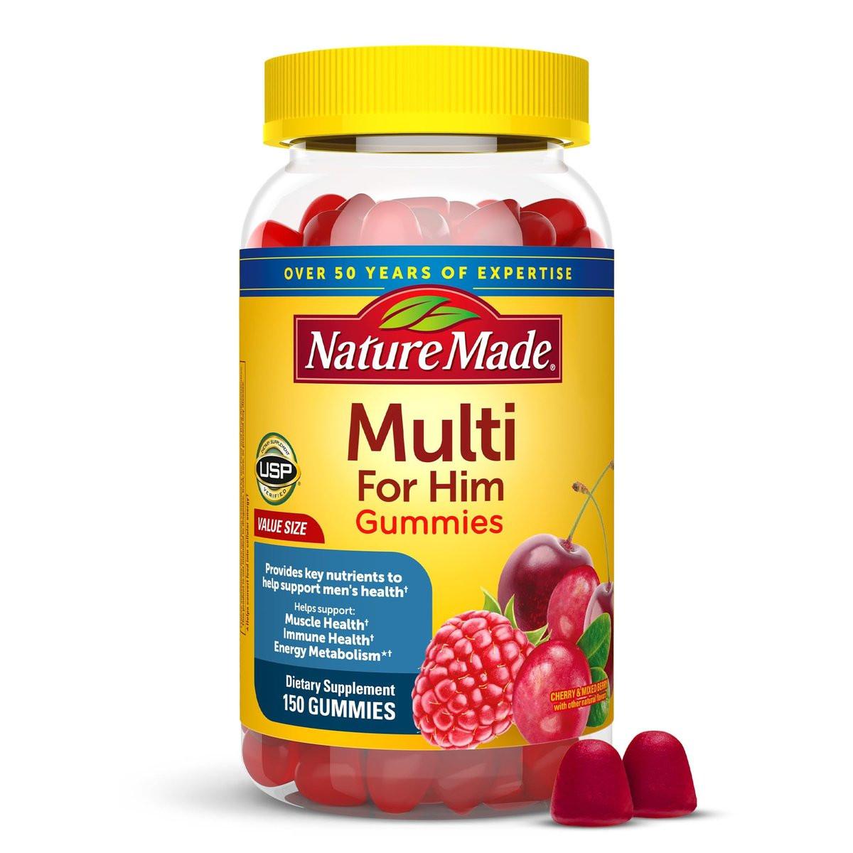 Nature Made Multi for Him, Mens Multivitamins Gummies, Energy Metabolism Support, Multivitamin for Men, 150 Gummy Vitamins and Minerals, 75 Day Supply - görsel 8