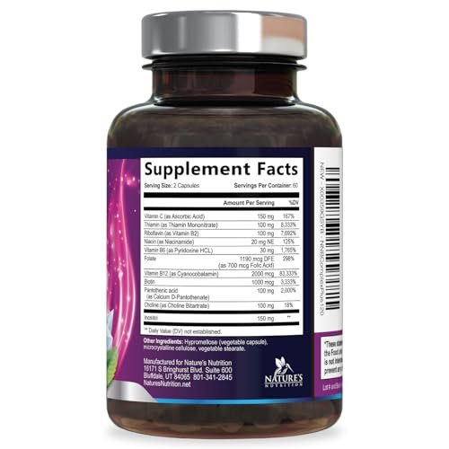 B Complex Vitamins Capsules - Super Complete B-100 Complex with Vitamin B12 B6 C Biotin Folate & Folic Acid for Immune & Energy Support - Supplement for Heart, Brain, & Nerve Support - 120 Capsules - görsel 16
