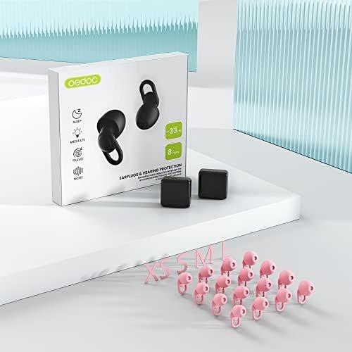 Silicone Reusable Soft Comfortable Earplugs for Sleeping, Flights & Noise Sensitivity - 16 Ear Tips in XS/S/M/L, with 2 Travel Boxes - 33dB Noise Cancelling (Pink) - görsel 2