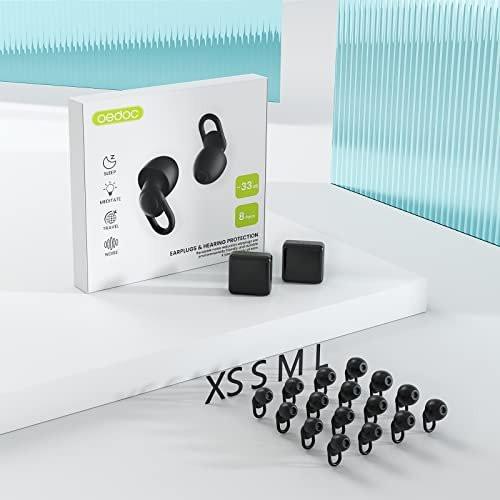 Silicone Ear Plugs for Noise Reduction - Reusable Soft Comfortable Earplugs for Sleeping, Noise Sensitivity & Flights - 16 Ear Tips in XS/S/M/L, with 2 Travel Boxes - 33dB Noise Cancelling (Black) - görsel 1