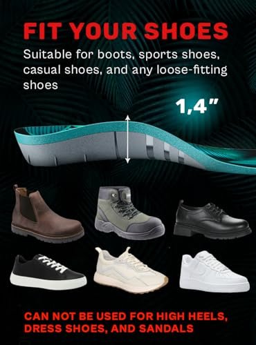 CRUVHEAL 220+ lbs Plantar Fasciitis High Arch Support Insoles Men Women - Orthotic Shoe Inserts - Boot Work Shoe Insole (M, Aqua) - görsel 12