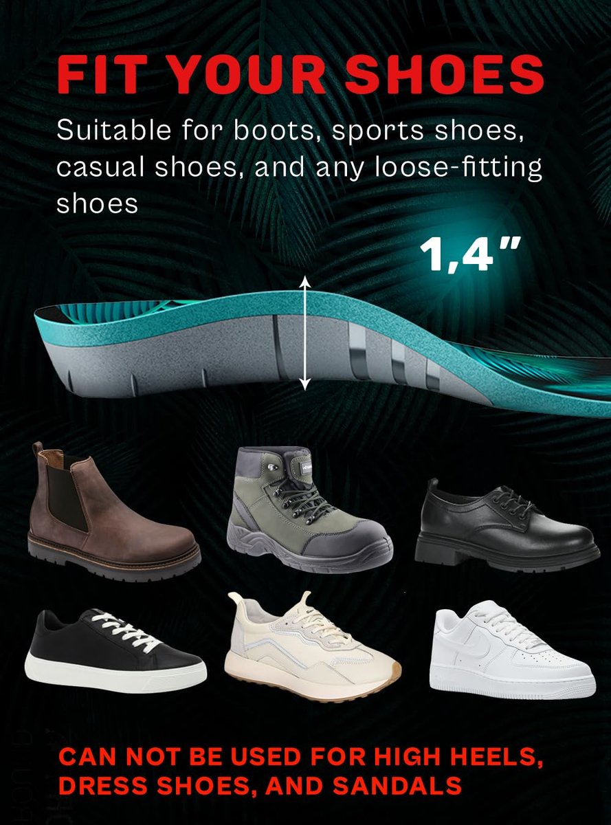 CRUVHEAL 220+ lbs Plantar Fasciitis High Arch Support Insoles Men Women - Orthotic Shoe Inserts - Boot Work Shoe Insole (M, Aqua) - görsel 5