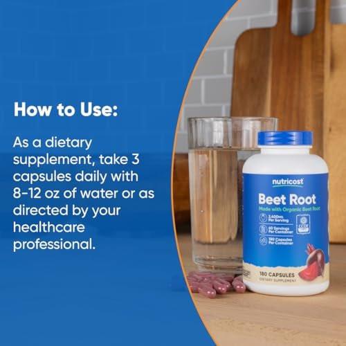 Nutricost Beet Root 2400mg, 180 Capsules - CCOF Certified Made with Organic Beet Root, Superfood, 60 Servings - görsel 9