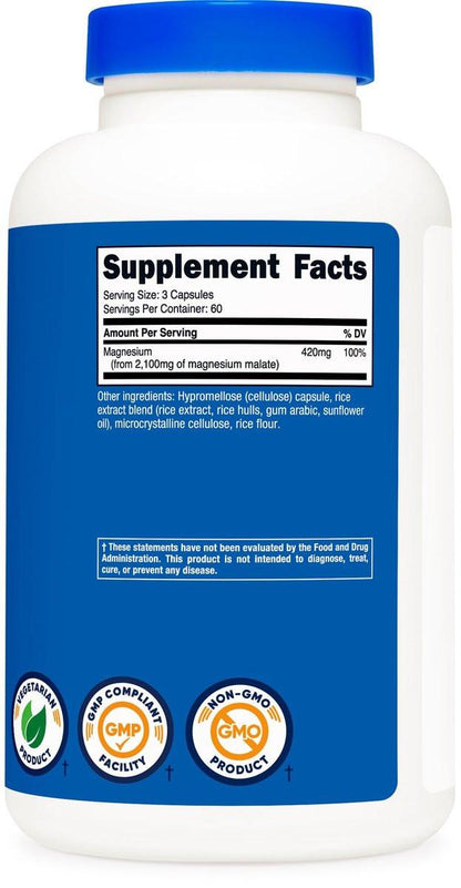 Nutricost Magnesium Malate 2,100mg, 180 Capsules - Vegetarian, Non-GMO, Gluten Free