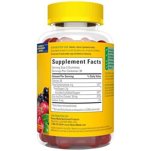 Nature Made Zinc Supplements 30 mg Per Serving, Dietary Supplement for Immune Health and Antioxidant Support, 60 Zinc Gummies, 30 Day Supply - görsel 14