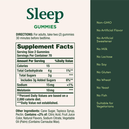 Nature’s Bounty 10 mg Melatonin Gummy, 100% Drug Free Sleep Supplement, 10 mg, Blueberry, 140 Ct