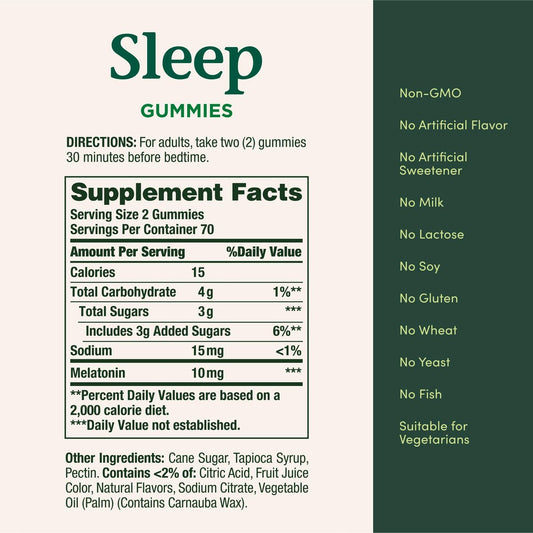 Nature’s Bounty 10 mg Melatonin Gummy, 100% Drug Free Sleep Supplement, 10 mg, Blueberry, 140 Ct