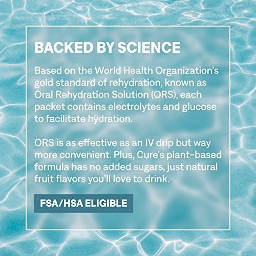 Cure Hydration | Plant-Based Electrolyte Drink Mix | No Added Sugar | FSA-HSA | Dehydration Relief Powder Made with Coconut Water | Non-GMO | Vegan | Box of 8 Packets - Lime - görsel 4