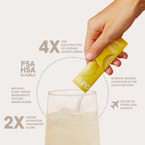 Cure Hydration | Plant-Based Electrolyte Drink Mix | No Added Sugar | FSA-HSA | Dehydration Relief Powder Made with Coconut Water | Non-GMO | Vegan | Box of 8 Packets - Lime - görsel 9