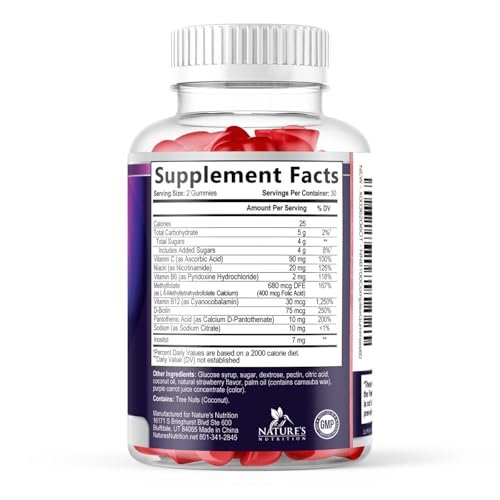 Vitamin B Complex Gummies - Extra Strength Super B Vitamin Gummy with Vitamin C, Immune Support for Men & Women - Energy and Brain Support Supplements with Folic Acid, Niacin, B6, B12 - 60 Gummies - görsel 5