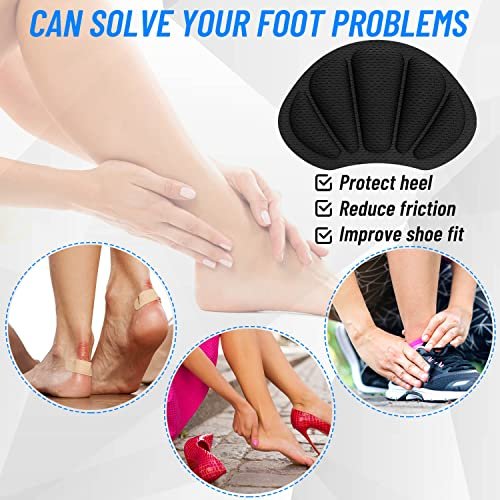 Shoe Heel Inserts, 8 Pcs Mesh Self-Adhesive Heel Cushion Pads for Back of Heel, Heel Cushion Inserts Prevent Shoes Too Big for Women Men, Black - görsel 10