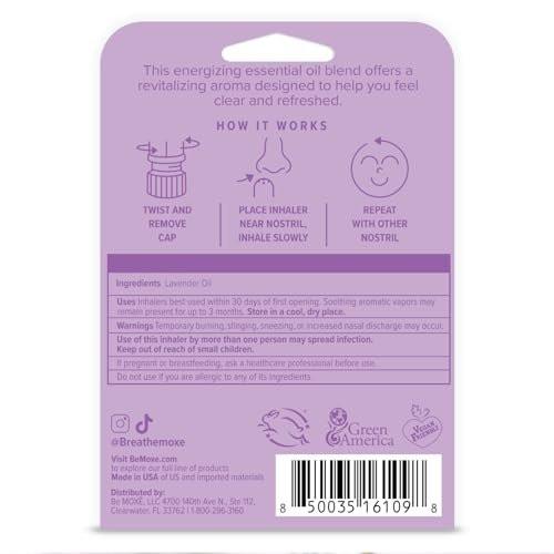 MOXĒ Lavender Essential Oil Nasal Inhaler, No-Mess Aromatherapy, Relaxation, Naturally Calming, Before Sleep Routine, Pure and Undiluted, Made in USA (3 Pack) - görsel 12