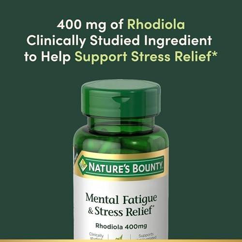 Nature's Bounty Mental Fatigue and Stress Relief, Rhodiola Supplement, 400 mg, Capsules, 30 Count - görsel 7
