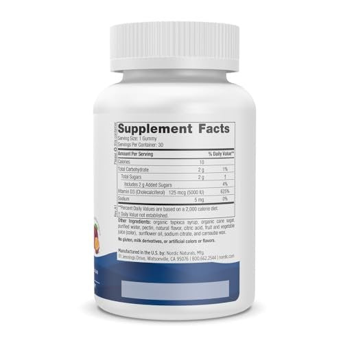 Nordic Naturals Vitamin D3 5000 Gummies, Passion Fruit - 30 Gummies - Support for Healthy Bones, Mood, & Immune System - Vegetarian - Non-GMO - 30 Servings - görsel 4
