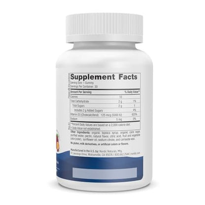Nordic Naturals Vitamin D3 5000 Gummies, Passion Fruit - 30 Gummies - Support for Healthy Bones, Mood, & Immune System - Vegetarian - Non-GMO - 30 Servings