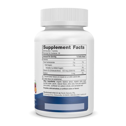 Nordic Naturals Vitamin D3 5000 Gummies, Passion Fruit - 30 Gummies - Support for Healthy Bones, Mood, & Immune System - Vegetarian - Non-GMO - 30 Servings