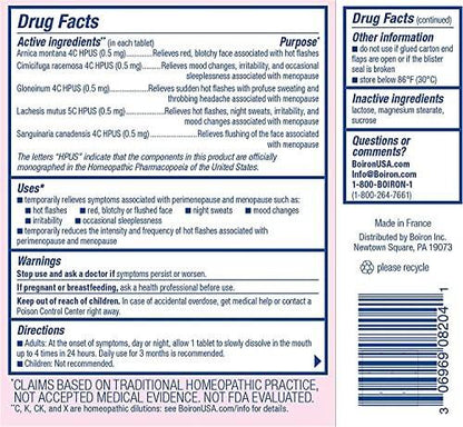 Boiron Cyclease Menopause for Relief from Hot Flashes, Mood Changes, Night Sweats, and Irritability – 120 Count (2 Pack of 60)