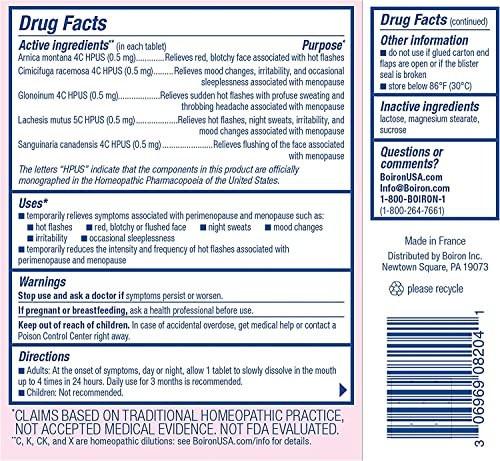 Boiron Cyclease Menopause for Relief from Hot Flashes, Mood Changes, Night Sweats, and Irritability – 120 Count (2 Pack of 60) - görsel 8