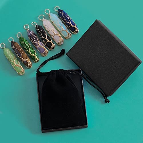 VIBILIA Healing Crystal Necklace Tree of Life Wire Wrapped Natural Green Aventurine Stone Point Pendant Necklace Hexagonal Reiki Spiritual Quartz Gemstone Jewelry for Women Men - görsel 13