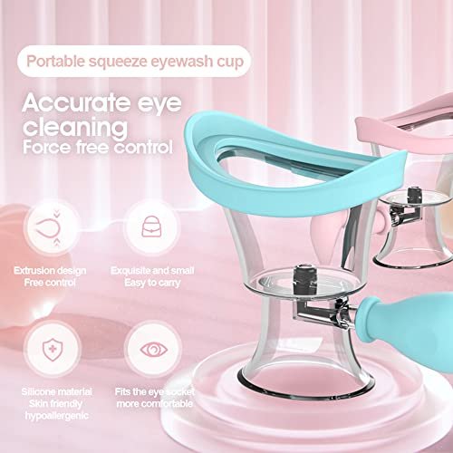 Eye Wash Cup, Eye Wash Cleaner Kit Silicon Manual Air Pressure Eye Cleaning Cup Tool Effective Eye Rinse Clean Dust Makeup Irritants, Transparent with Storage Container Eye Cup Soothing Tired Eyes (Blue) - görsel 5
