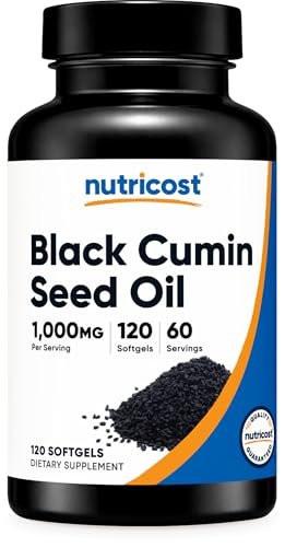 Nutricost Black Seed Oil (Cumin) - Cold Pressed, Source of Omega 3 6 9-120 Softgels, 1000mg Per Serving, 60 Servings - Non-GMO and Gluten Free - görsel 9