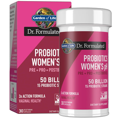 Garden of Life, Dr Formulated Once Daily 3-in-1 Complete Prebiotics, Postbiotics and Probiotics for Women, Pre + PRO + Postbiotic Supplement for Women's Digestive, Immune and Vaginal Health, 30 Day Supply