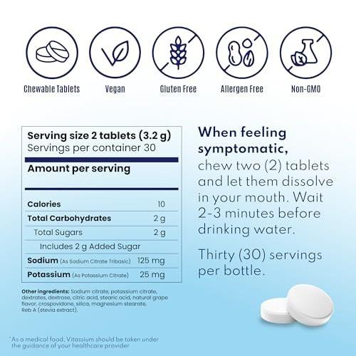 Vitassium FastChews, Chewable Electrolyte Tablets for Management of POTS and High Sodium Diets, Fast-Acting Sodium Tablets, Strawberry Lemonade, 60 Count - görsel 10