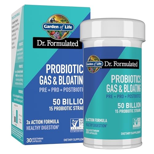 Garden of Life Dr. Formulated Pre, Post & Probiotics Gas & Bloating Once Daily 3-in-1 Complete Prebiotics, Postbiotics & Probiotics – 50 Billion CFU, Non-GMO, Gluten-Free, 30 Day Supply - görsel 7