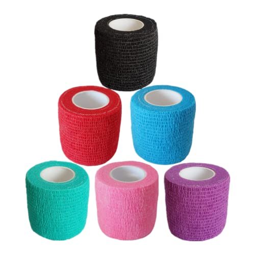 Baisunt 6 Pack 2 Inches Cohesive Bandage Self Adhesive Wrap Elastic Self Adherent Vet Wrap Breathable Self Stick Tape for Wrist, Ankle, Sports, Tattoo Wrap (5 Yards, Multi Colors) - görsel 2