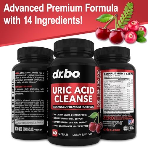 Uric Acid Cleanse Support Supplement - Kidney Herbal Supplements Pills with Chanca Piedra, Celery & Tart Cherry Extract Formula - Joint Support, Uric Acid Flush & Kidney Cleanse Detox Purge Capsules - görsel 4