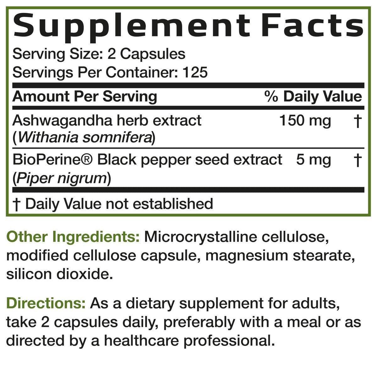 Bronson Ashwagandha Extra Strength Stress & Mood Support with BioPerine - Non GMO Formula, 250 Vegetarian Capsules - görsel 11