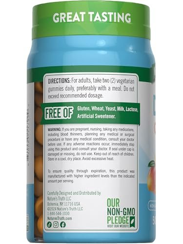 Nature's Truth Vitamin D3 Gummies | 2000 IU | 70 Count | Pineapple Flavor | Vegetarian, Non-GMO and Gluten Free Supplement
