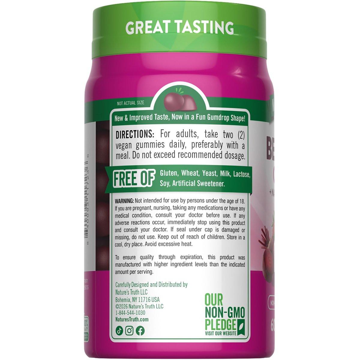 Nature's Truth Beet Root Gummies | 60 Count | Superfood | with Black Pepper | Strawberry Flavor | Vegan, Non-GMO & Gluten Free Supplement - görsel 13