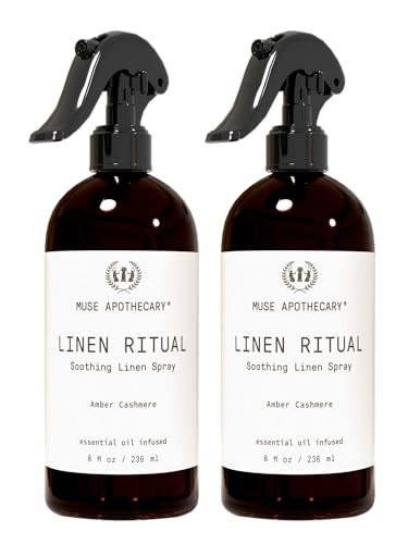 Muse Apothecary Linen Ritual - Aromatic, Soothing, and Relaxing Linen Mist, Laundry and Fabric Spray - Infused with Aromatherapy Essential Oils - 8 oz, Amber Cashmere, 2 Pack - görsel 2