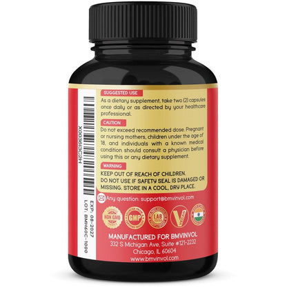 BMVINVOL Horny Goat Weed Capsules with Tribulus, Ginseng, Ashwagandha, Maca, Tongkat Ali, Nettle, Black Pepper - 60 Count