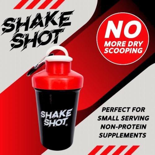 Shake Shot - Black - 4oz Mini Shaker Bottle for Pre Workout, Creatine, Small Scoop Supplements (Not for Protein) Clip & Shaker Ball - görsel 1