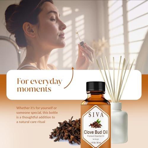 Siva Clove Bud Essential Oil - 1 Fl Oz – 100% Natural Clove Bud Oil - for Diffuser, Face, Skin Care, Aromatherapy, Hair Care, Scalp and Body Massage - with Dropper - görsel 11