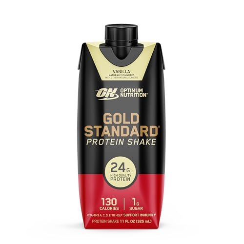 Optimum Nutrition Gold Standard Protein Shake, 24g Protein, Ready to Drink Protein Shake, Gluten Free, Vitamin C for Immune Support, Vanilla, 11 Fl Oz, 12 Count - görsel 9