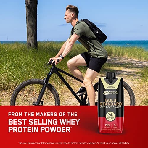 Optimum Nutrition Gold Standard Protein Shake, 24g Protein, Ready to Drink Protein Shake, Gluten Free, Vitamin C for Immune Support, Vanilla, 11 Fl Oz, 12 Count - görsel 16
