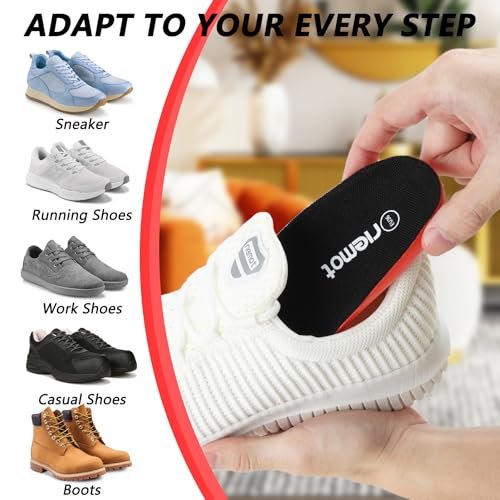 riemot Sports Insoles for Men, High Elasticity PU Shoe Inserts with Arch Support and Heel Cup, Shock Absorbing Insoles for Walking, Light Running, Sneakers & Running Shoes Black US10.5/ EU43.5 - görsel 12