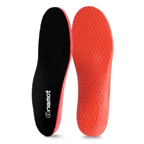 riemot Sports Insoles for Men, High Elasticity PU Shoe Inserts with Arch Support and Heel Cup, Shock Absorbing Insoles for Walking, Light Running, Sneakers & Running Shoes Black US10.5/ EU43.5 - görsel 2