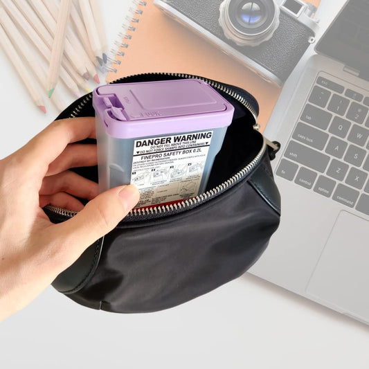 FINEPRO 0.2L Portable Pen-Needle Disposal Container – Purple+Clear, 1 Count