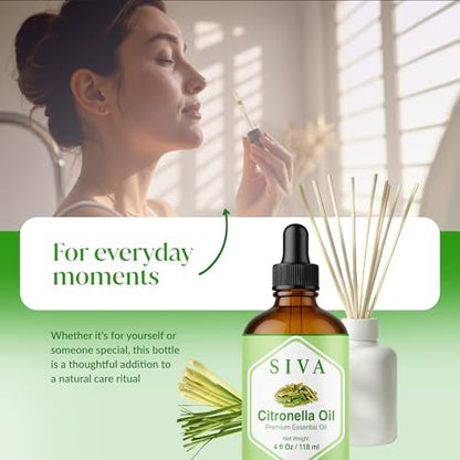 Siva Citronella Essential Oil - 4 Fl Oz – – Convenient Packaging: The dark glass bottle with a dropper ensures – Image 5