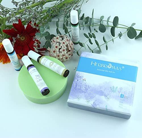 HERBROMAS Aromatherapy Oils Roller Set, Natural Pre-diluted Essential Oils Roll On with Glass Rollerball, Relaxation Gift for Women & Men, Christmas Gift, Pack 4 x 0.33fl.oz - görsel 2