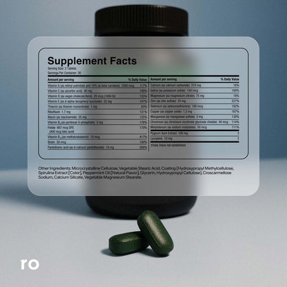 Ro Daily Multivitamin for Men | Supports Physical Activity, Brain + Heart Health, and Immune System with 23 Key Nutrients Including Calcium, Magnesium, and Zinc | 30-Day Supply (60 Tablets)