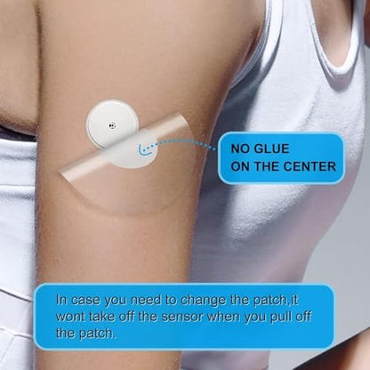 Kuruyo Freestyle Sensor Adhesive Bandage Patches for Libre 2 Plus & Lingo Cover Waterproof Clear Film, Pack of 60pcs, Blue