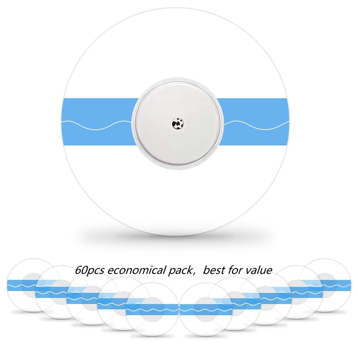 Kuruyo Freestyle Sensor Adhesive Bandage Patches for Libre 2 Plus & Lingo Cover Waterproof Clear Film, Pack of 60pcs, Blue - görsel 8