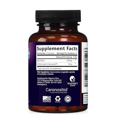 Myo-Inositol & D-Chiro Inositol 1025mg - 40:1 Ideal Ratio for Ovarian Support, Vegan Myo & D Chiro Supplement for Women's Natural Balance and Hormone Support, Vitamin B8, Non-GMO - 60 Capsules