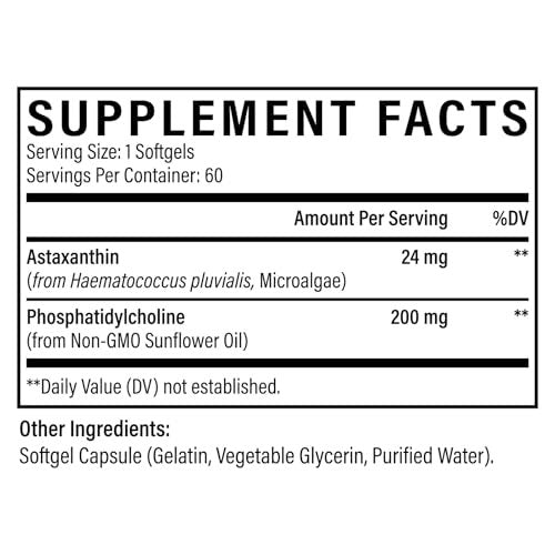 Liposomal Astaxanthin Supplement 24 MG, Maximum Absorption, Antioxidant Stronger Than VIT C, Non-GMO & Gluten Free - 60 Softgels (2 Months Supply) - görsel 1